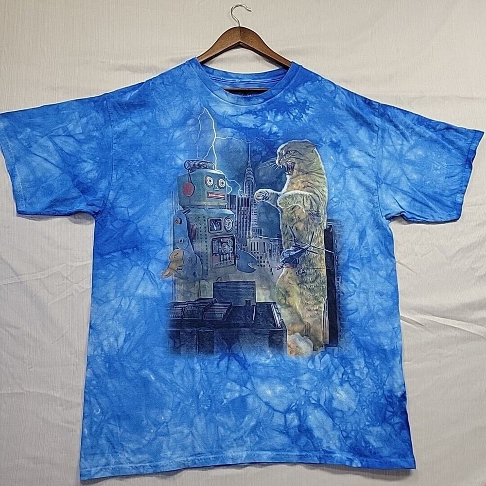 The Mountain Catzilla Vs Robot NYC Graphic Tie Dye T-Shirt Adult XXL New